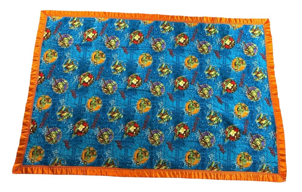 Teenage Mutant Ninja Turtles TMNT Fabric Throw Blanket 62x42 Satin Trim